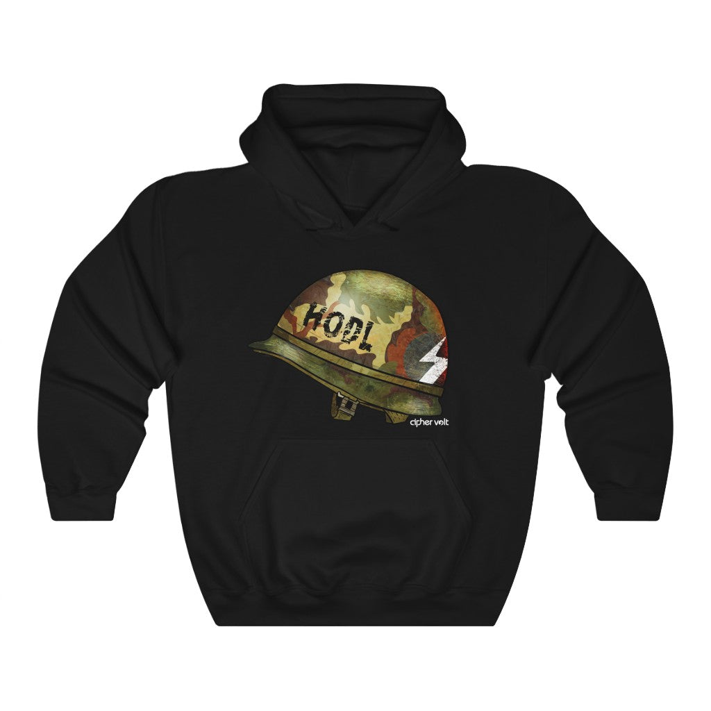 HODL Army Helmet - Hooded Sweatshirt (Color Black)
