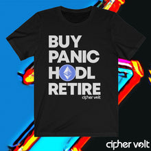 Load image into Gallery viewer, Ethereum BUY, PANIC, HODL, RETIRE (Color Black)
